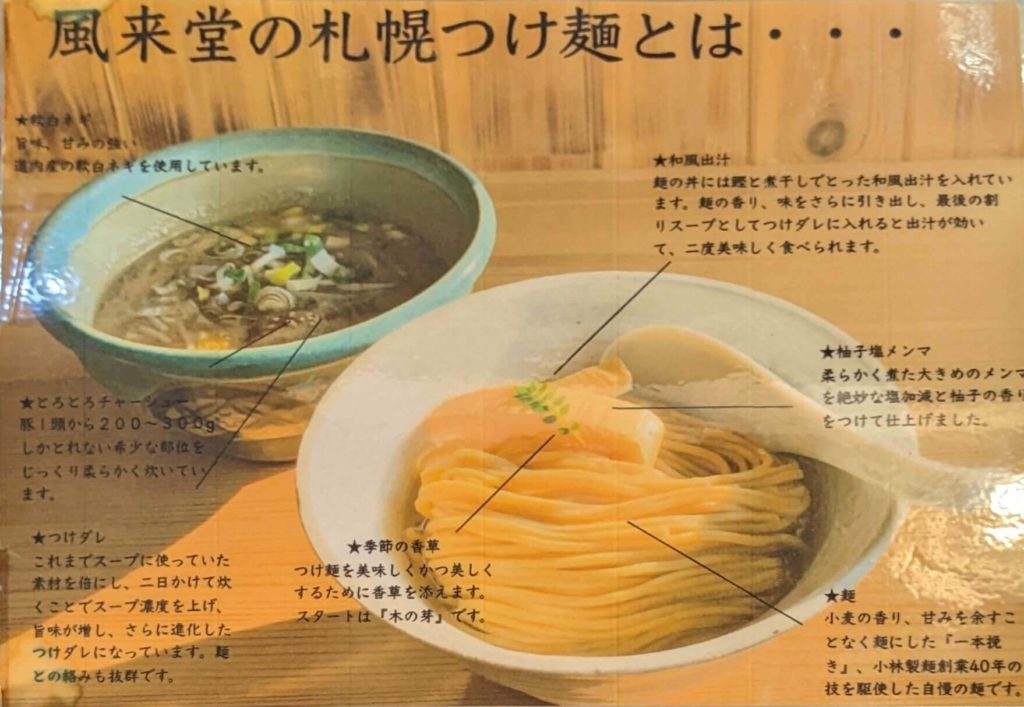 札幌つけ麺 風来堂のつけ麺の説明１
