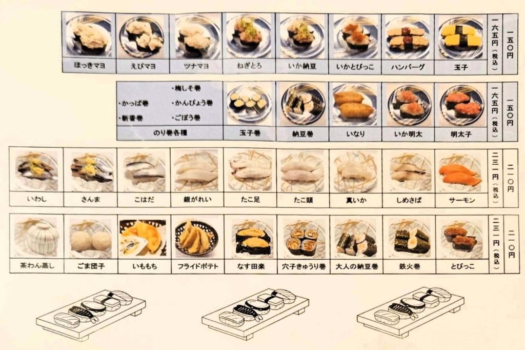 海転寿司シーランドの寿司メニュー１