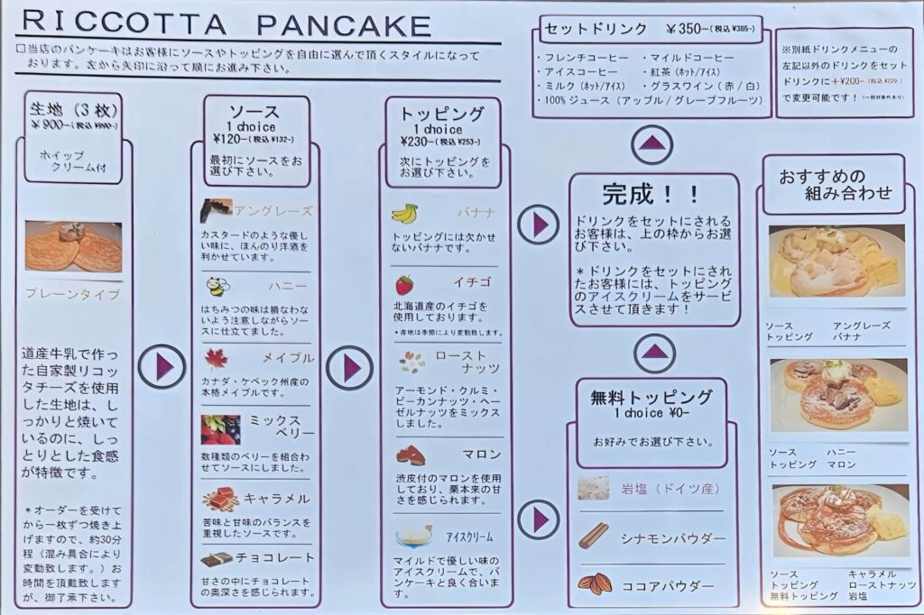パンケーキメニュー1